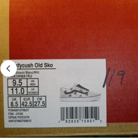 VANS ComfyCush Old Skool Sixty Sixers Skulls Men's 9.5 Black/White VN0A3WMA1RU - Picture 10 of 13